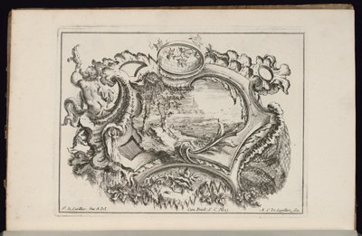 Cartucho com Concha Sopradora Putto, Livro de Cartuchos Irregulares de François de Cuvilliés the Elder