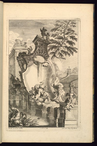 Projeto para fonte com Putto montando um golfinho de François de Cuvilliés the Elder