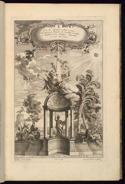 Projeto para Painéis com Tempietto com Minerva, Coroado por Obelisco e Vitória de François de Cuvilliés the Elder