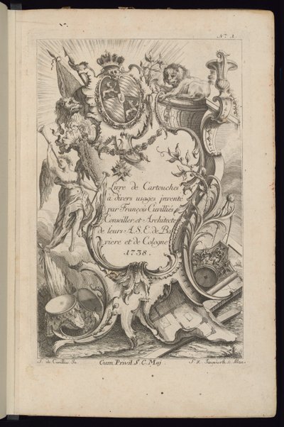 Página de rosto, livro de cartuchos para diferentes usos de François de Cuvilliés the Elder
