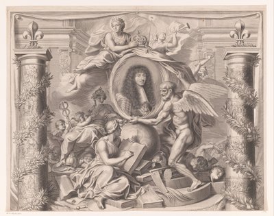 Retrato alegórico de Luís XIV (parte superior) de François de Poilly (I)