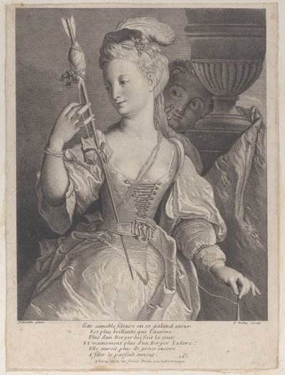 Jovem fiação de fio para uma flecha, 1686-1741. de François de Poilly