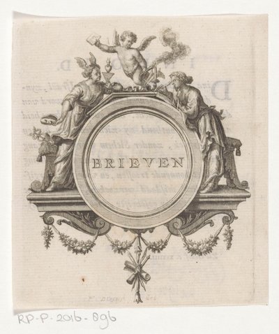 Figura alegórica e mulher de escrita Letras (título no objeto) de François van Bleyswijck