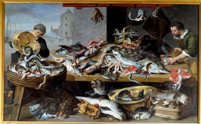 Comerciantes de peixe no seu etal Painting de l