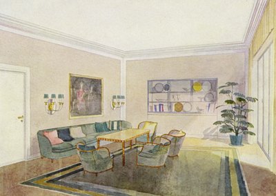 interiores dos anos 30: Sala de recepção (cor litho) de Frans Arnold Breuhaus de Groot