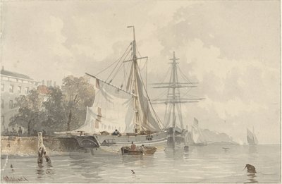 Navios à vela em terra de Frans Arnold Breuhaus de Groot