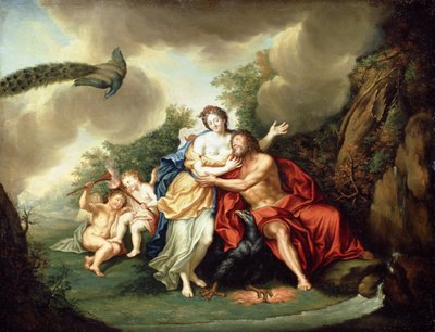 Jupiter e Juno (óleo na placa de cobre) de Frans Christoph Janneck