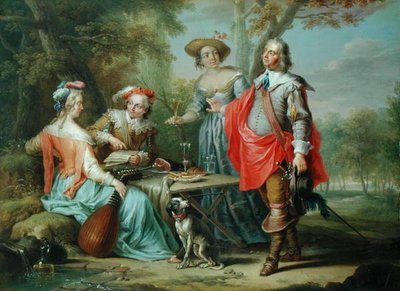 Piquenique no Parque (óleo sobre painel) de Frans Christoph Janneck