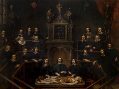 A lição de anatomia do Dr. Joannes van Buyten na sala do cirurgião em Antuérpia de Frans Denys