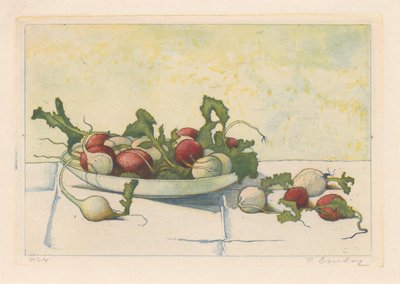 Rabanete branco e vermelho em um prato de Frans Everbag (signed by artist)
