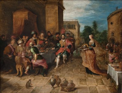 O banquete de Herodes. Salomé apresenta a cabeça de João Batista de Frans Francken d.Y.