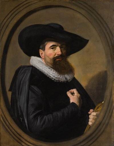 Neerlandês: Portret van een man Retrato de um homem com chapéu e gola rufo de Frans Hals