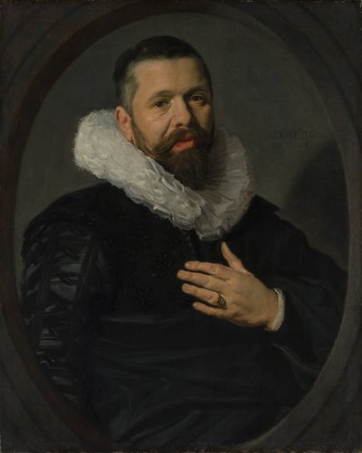 Retrato de um homem barbudo com um plissado, 1625. de Frans Hals
