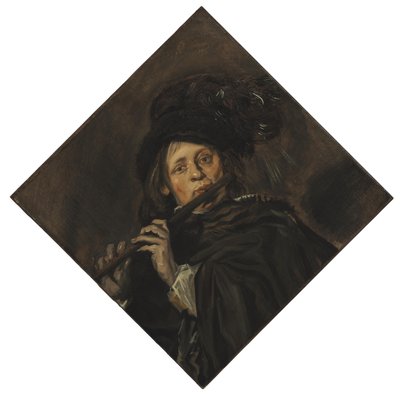 Jovem tocando flauta de Frans Hals