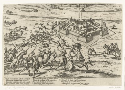 Tomando o reduto em Zutphen, 1591 Série 10: Eventos Holandeses e Estrangeiros, 1587-1612 (título da série) de Frans Hogenberg (workshop of)