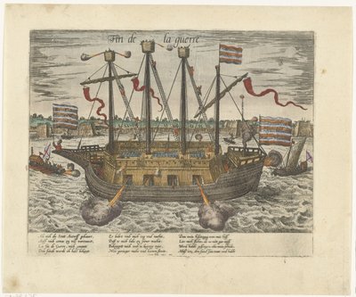 O navio Fin de la guerre, 1585 Fin de la guerre (título no objeto) Série 9: Eventos Holandeses e Alemães, 1583-1587 (título da série) de Frans Hogenberg
