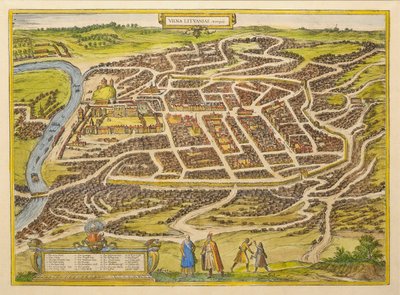 Da cidade Vilnius especialmente na seção de teatro por Braun, 1580 de Frans Hogenberg