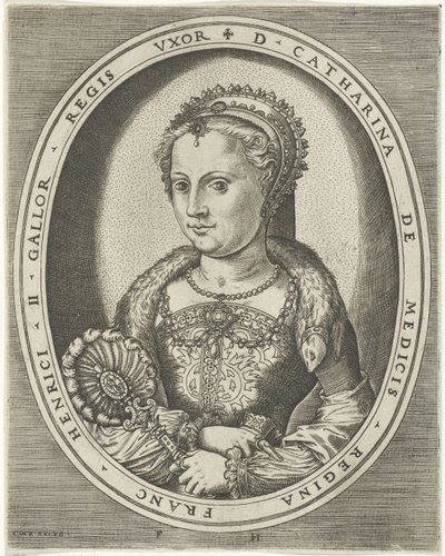 Retrato de Catarina de Médici Retratos de reis, rainhas, príncipes e princesas (título da série) de Frans Huys