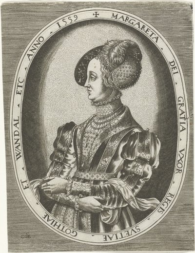 Retrato da Rainha Margaret Leijonhufvud da Suécia
Retratos de reis, rainhas, príncipes e princesas (título da série) de Frans Huys
