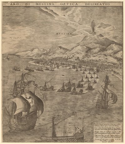 Batalha Naval no Estreito de Messina de Frans Huys after Pieter Bruegel the Elder