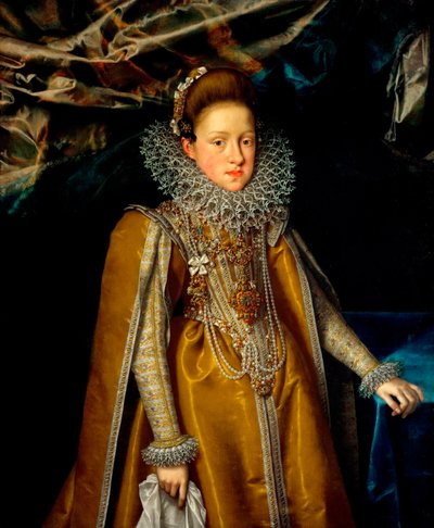 "Retrato da Arquiduquesa Maria Maddalena da Áustria (1587-1631), Grã-Duquesa da Toscana" Pintura de Franz Pourbus o Jovem (1569-1622), ca 1604 - Óleo sobre tela Dim 116x108 de Frans II Pourbus