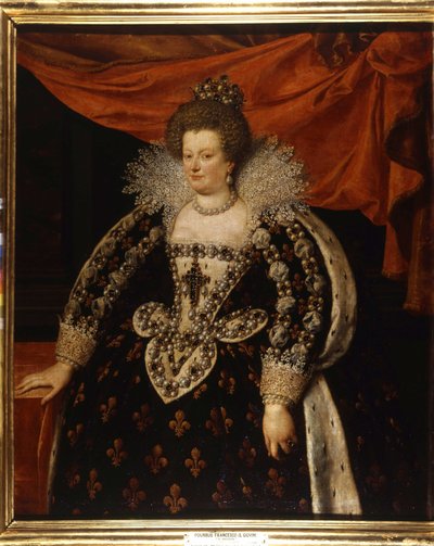 Retrato de Maria de Médicis (1573 - 1642), esposa de Henrique IV e mãe de Luís XIII. Pintura de Frans Pourbus Le Jeune (François (Franz) Porbus de Frans II Pourbus