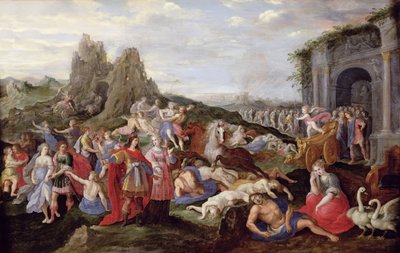 Os Escravos e as Fúrias do Amor (óleo sobre painel) de Frans II the Younger (after) Francken