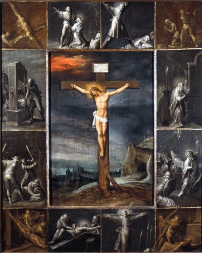 O Cristo Crucificado Enframado com Cenas do Martírio dos Apóstolos de Frans II the Younger Francken
