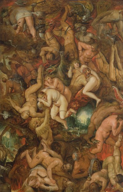 A Queda dos Amaldiçoados (óleo sobre painel) de Frans II the Younger Francken