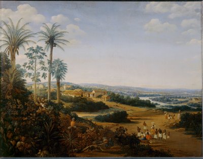 A casa de um "labrador" no Brasil, antigamente conhecida como a aldeia de Serinhaem ... de Frans Jansz Post