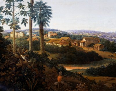 Vila Serinhaem no Brasil ou A casa de um plantador de cana de açúcar no Brasil (óleo sobre tela) de Frans Post