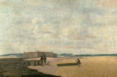O antigo Forte Português dos Três Reis Magos no Rio Grande, Brasil ... de Frans Jansz Post