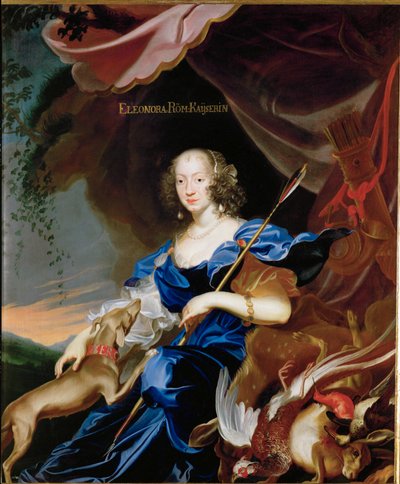 Eleonora Gonzaga, filha de Carlo Gonzaga, conde de Rethel, esposa do imperador Fernando III, representada como Diana ... (óleo sobre tela) de Frans Luycx