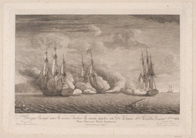 O brigue Lougen é atacado em St. Thomas, 3 de março de 1801 de Frans Martin Dodt