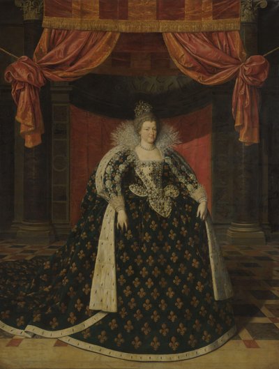 Retrato de Marie de Médicis (1575-1642), Rainha da França, em Vestes de Estado de Frans Pourbus (II) (workshop of)