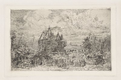 Vista do Nieuwmarkt, Amsterdão de Frans Schikkinger