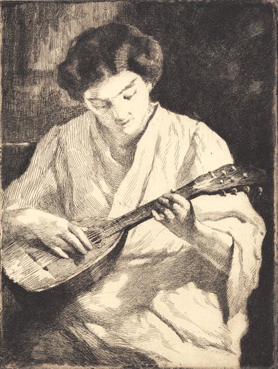 Senhora tocando bandolim de Frans Schwartz