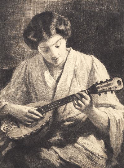 Senhora tocando bandolim de Frans Schwartz