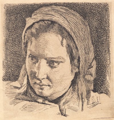 Prato de amostra: Menina com um lenço na cabeça de Frans Schwartz