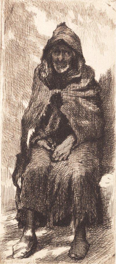 Monge mendigo sentado de Frans Schwartz