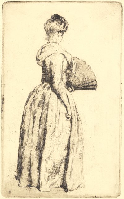Senhora de pé com um ventilador de Frans Schwartz