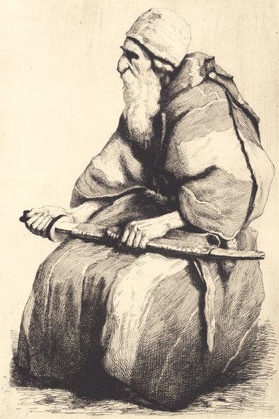 Figura de estudo: Velho barbudo em traje oriental de Frans Schwartz