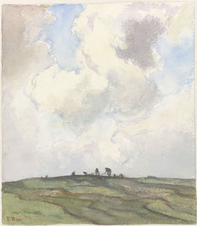Queimar redes num campo de relva atrás das dunas de Frans Alexander Evert Lodewijk Smissaert