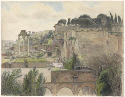 Vista do Fórum Romano e do Palatino, vista da Via Capitolina de Frans Alexander Evert Lodewijk Smissaert