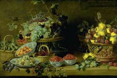 Natureza morta com frutas em uma mesa de Frans Snijders