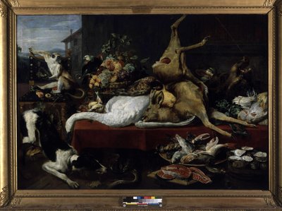 Natureza morta de caça, peixe, frutas e vegetais (óleo sobre tela) de Frans Snyders