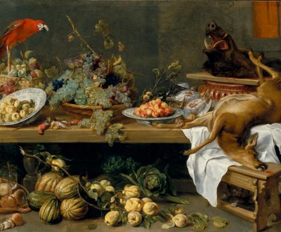 Natureza morta com frutas, legumes e caça morta de Frans Snyders