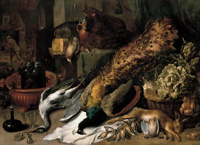 Natureza morta com um refrigerador de vinho de Frans Snyders