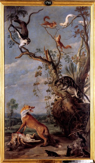 O gato e a raposa Ilustração da fábula de Jean de la Fontaine. Pintura de Frans Snyders (1579-1657) (ec.flam.) Madrid do século XVII, Museu do Prado. de Frans Snyders