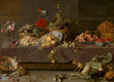 Flores e frutos (óleo sobre tela) de Frans Snyders or Snijders
